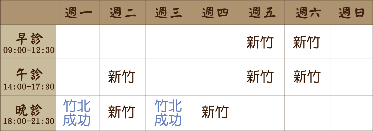 蔡宜璇 醫師｜新竹風澤｜風澤中醫 蔡宜璇醫師門診表