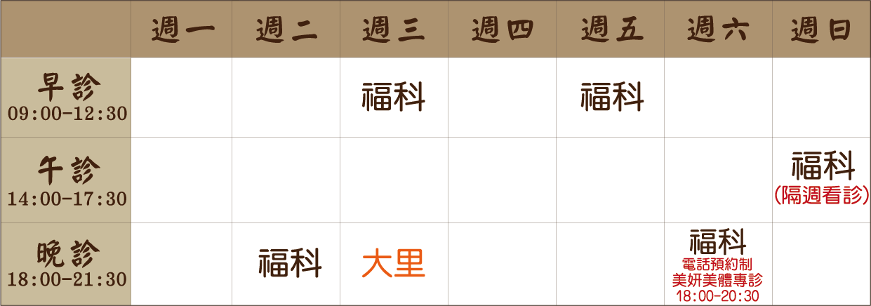 李宛融 醫師｜福科風澤｜風澤中醫 李宛融醫師門診表