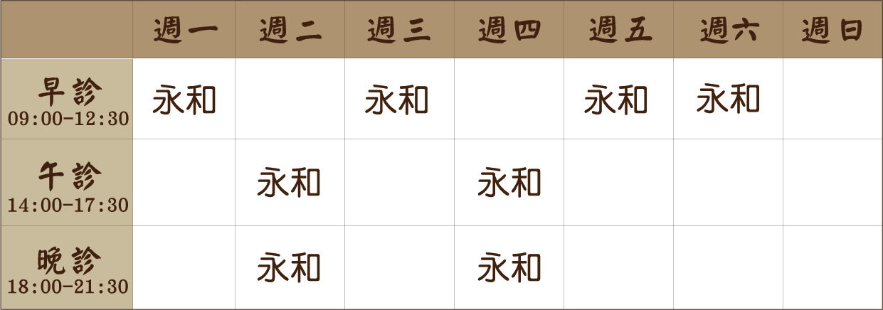 黃英瑜 醫師｜永和風澤｜風澤中醫 黃英瑜醫師門診表