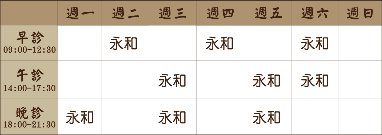 林易平 醫師｜永和風澤｜風澤中醫 林易平醫師門診表