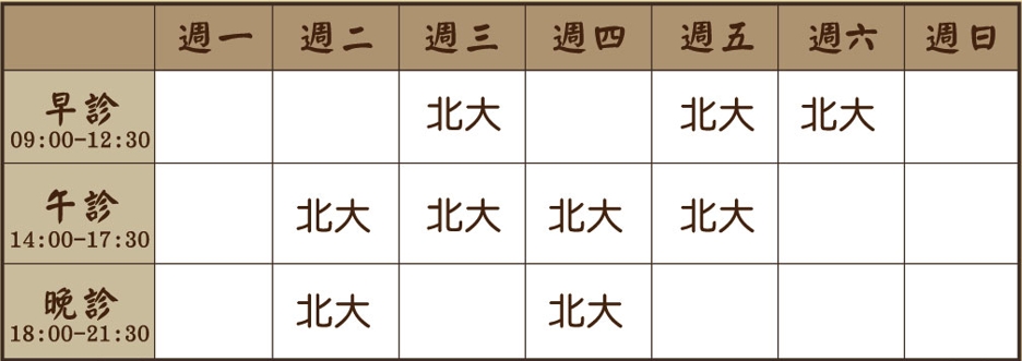 白浩澤 醫師｜北大風澤｜風澤中醫 白浩澤醫師門診表