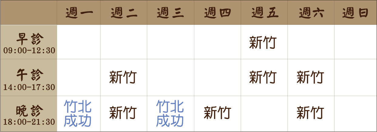 蔡宜璇 醫師｜新竹風澤｜風澤中醫 蔡宜璇醫師門診表