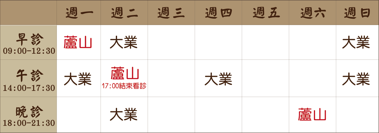 陳以婕 醫師｜大業風澤｜風澤中醫 陳以婕醫師門診表