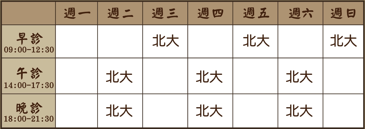 白浩澤醫師診表