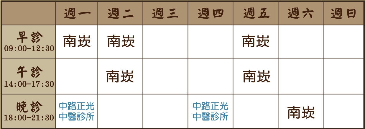 何冠達醫師個人診表