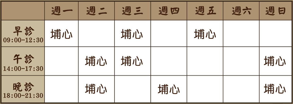 黃文慶醫師個人診表