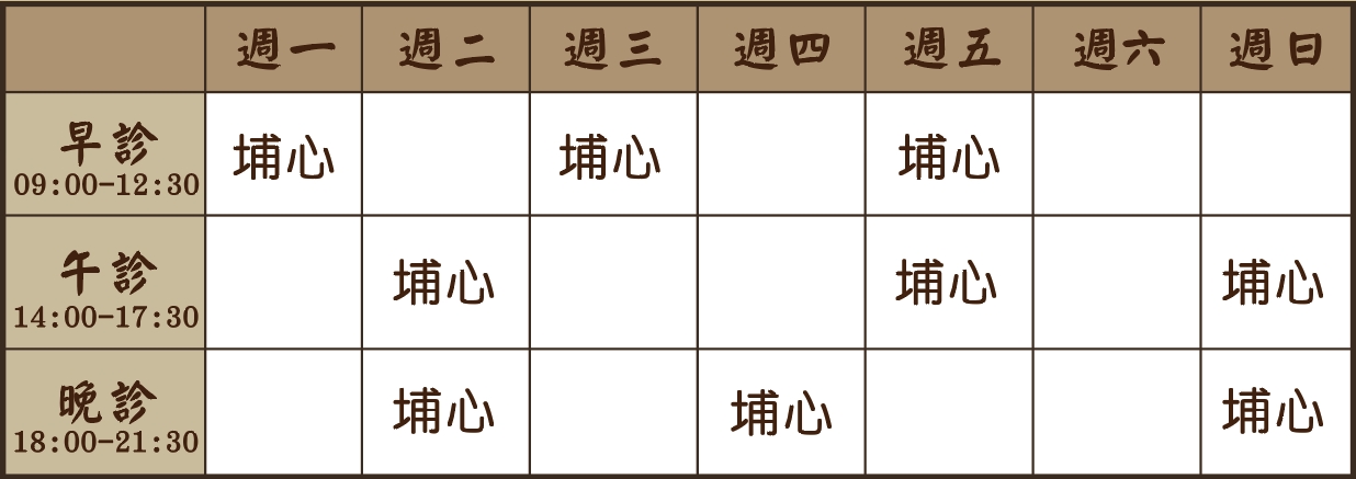 黃文慶醫師個人診表