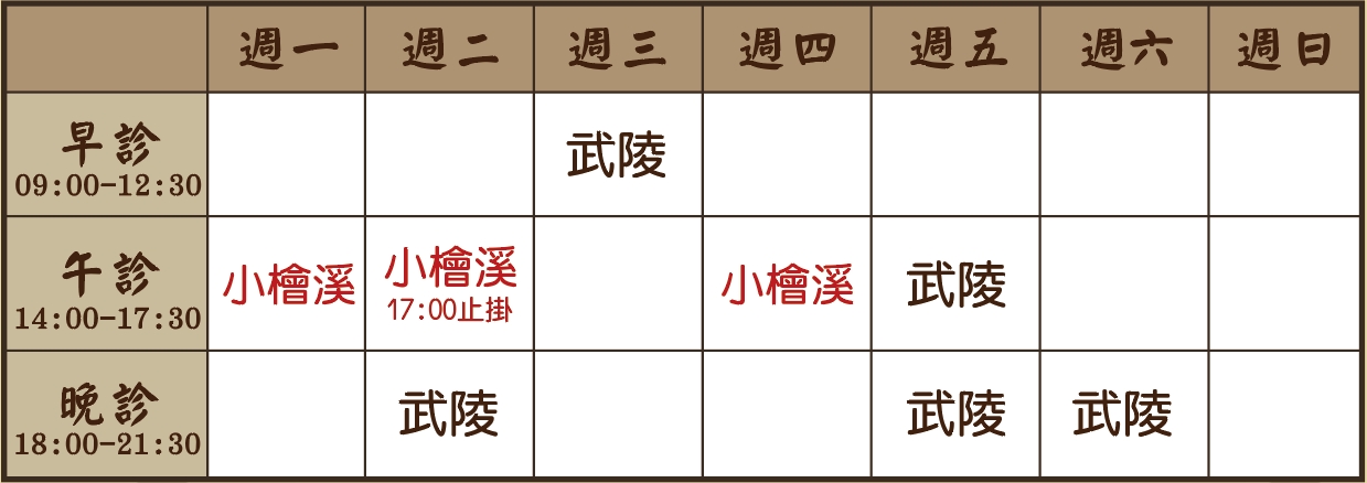 李境耕醫師個人診表
