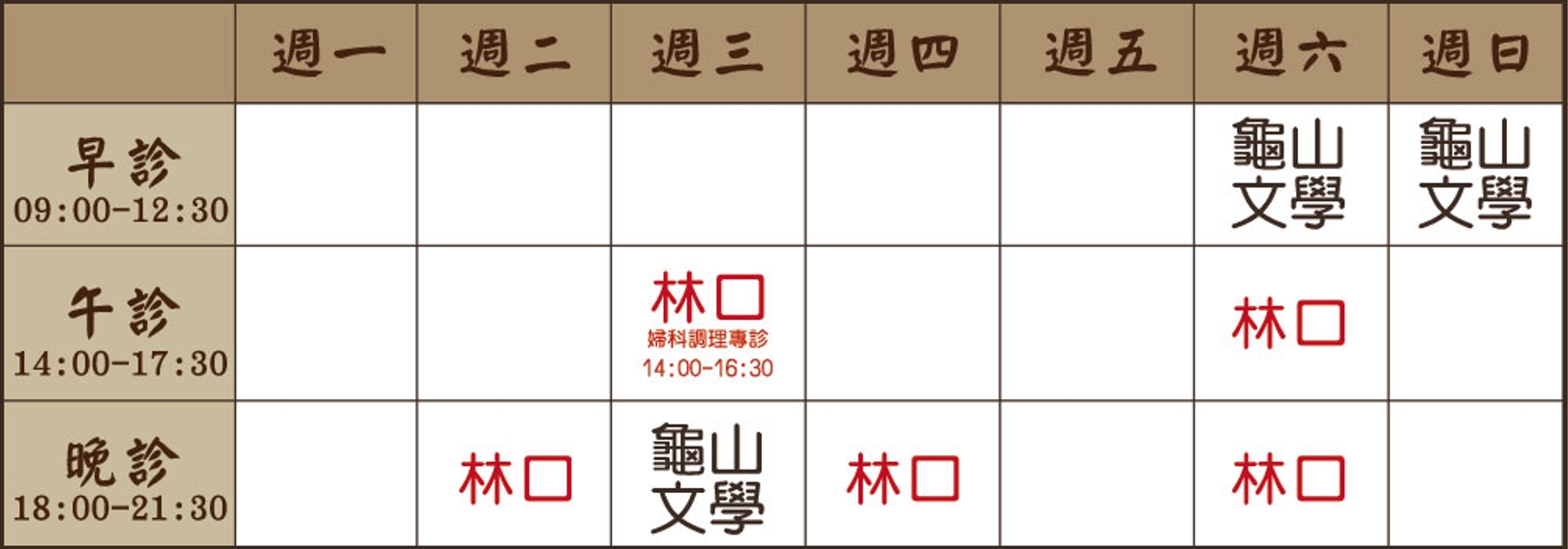 王昱琳醫師診表