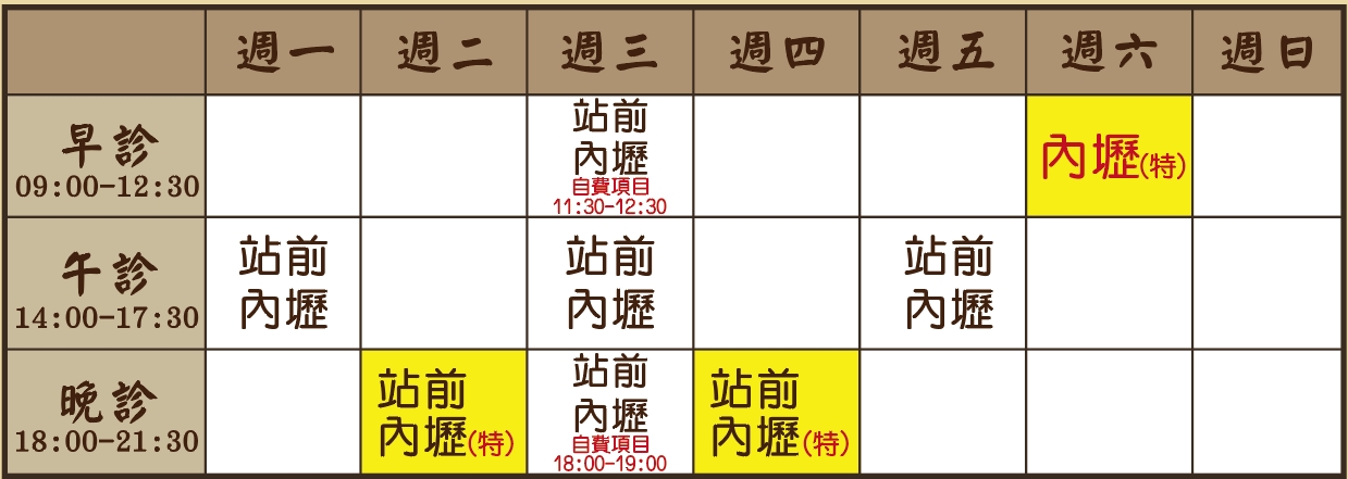 翁許鈺鈺醫師個人診表