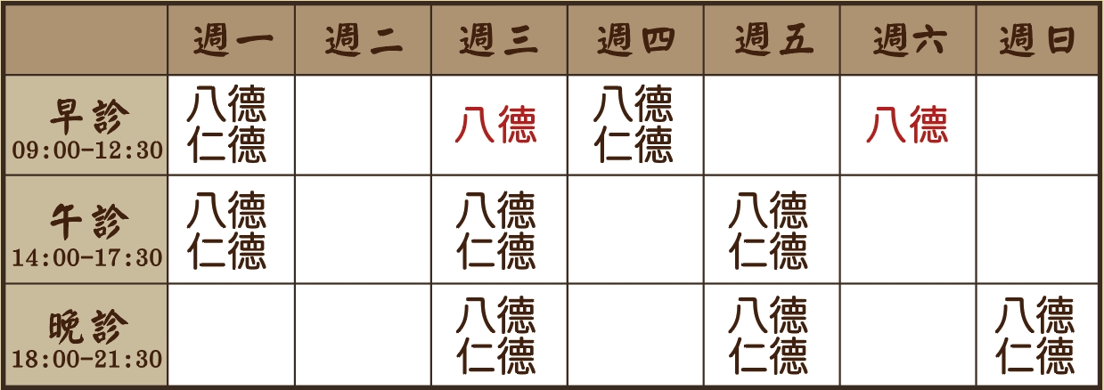 吳柏仁醫師個人診表