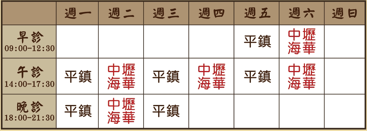 謝旻諭醫師個人診表