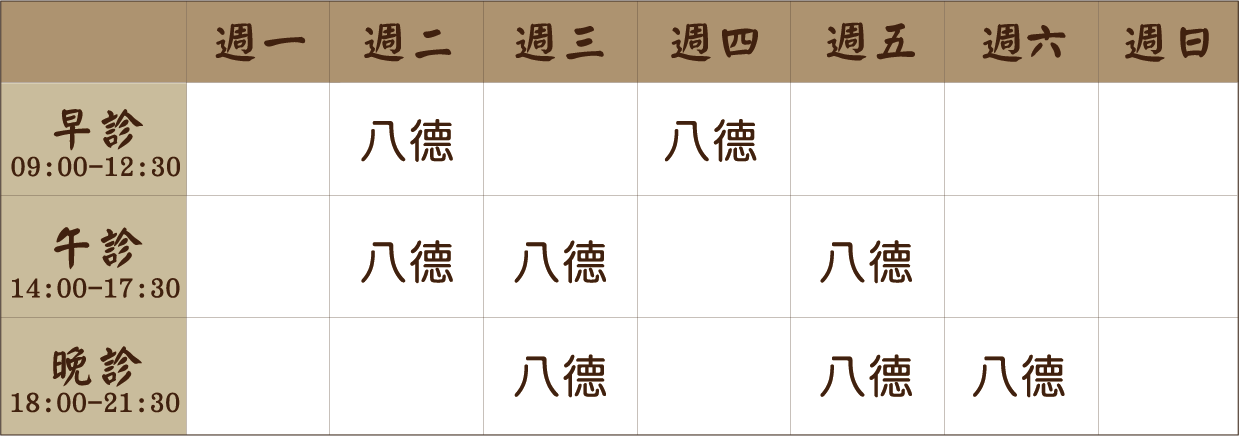 洪海庭 醫師｜八德風澤｜風澤中醫 洪海庭醫師門診表