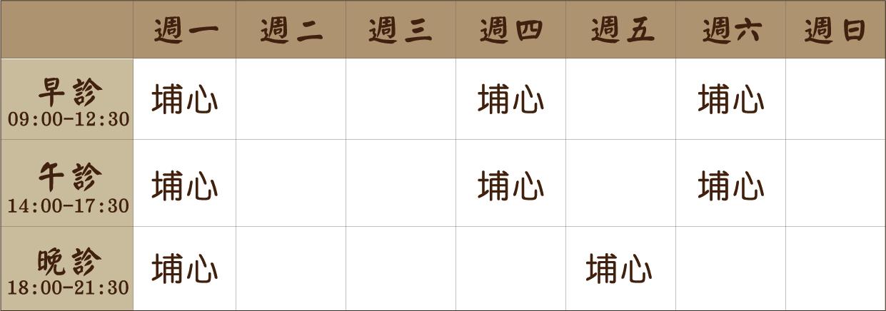 黃品鈞 醫師｜埔心風澤｜風澤中醫 黃品鈞醫師七月門診表
