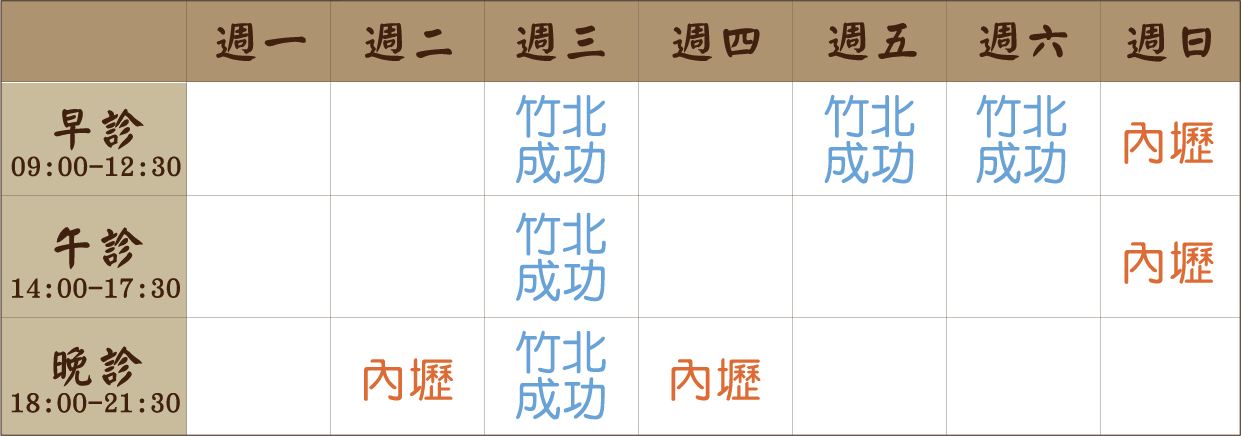 唐琪賀 醫師｜內壢風澤｜風澤中醫 唐琪賀醫師門診表