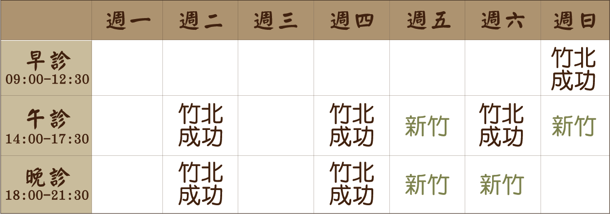蕭世宏 醫師｜竹北成功風澤｜風澤中醫 蕭世宏醫師門診表