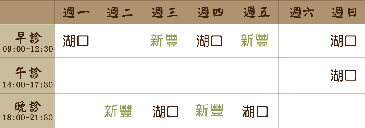 許芫瑄 醫師｜湖口風澤｜風澤中醫 許芫瑄醫師門診表