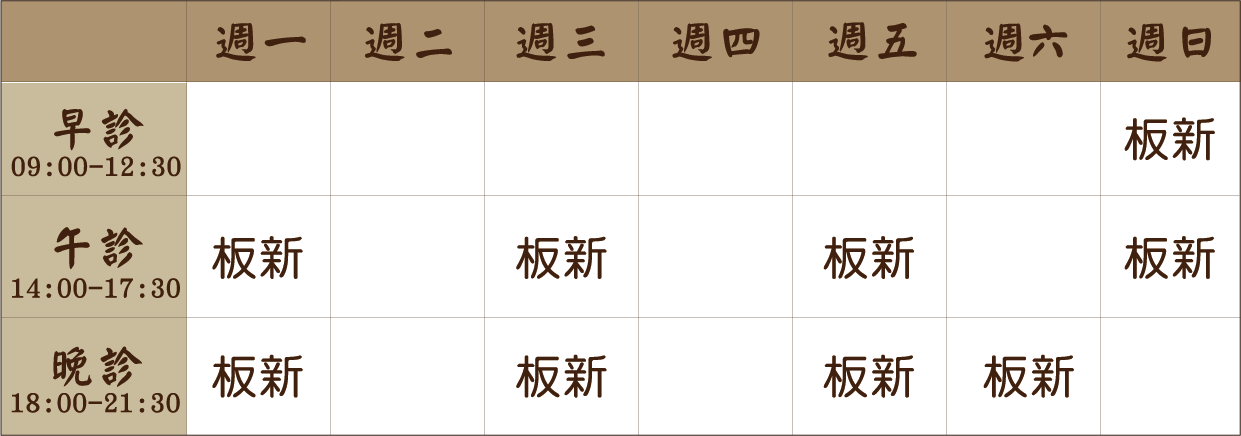鄭世謙 醫師｜板新風澤｜風澤中醫 鄭世謙醫師門診表