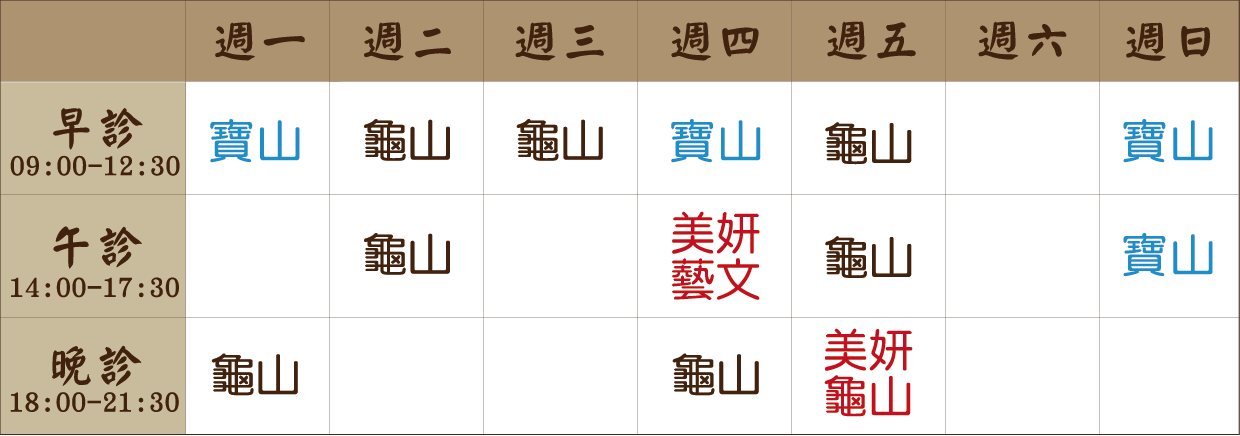 陳書翎 醫師｜龜山風澤｜風澤中醫 陳書翎醫師門診表