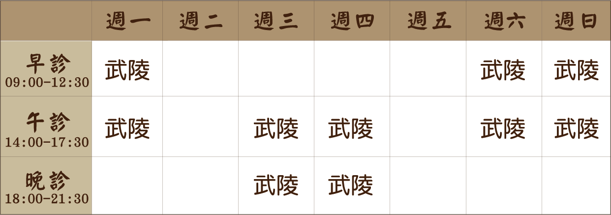 江媺晴 醫師｜武陵風澤｜風澤中醫 江媺晴醫師門診表