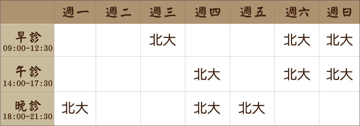 莊于儂 醫師｜北大風澤｜風澤中醫 莊于儂醫師門診表