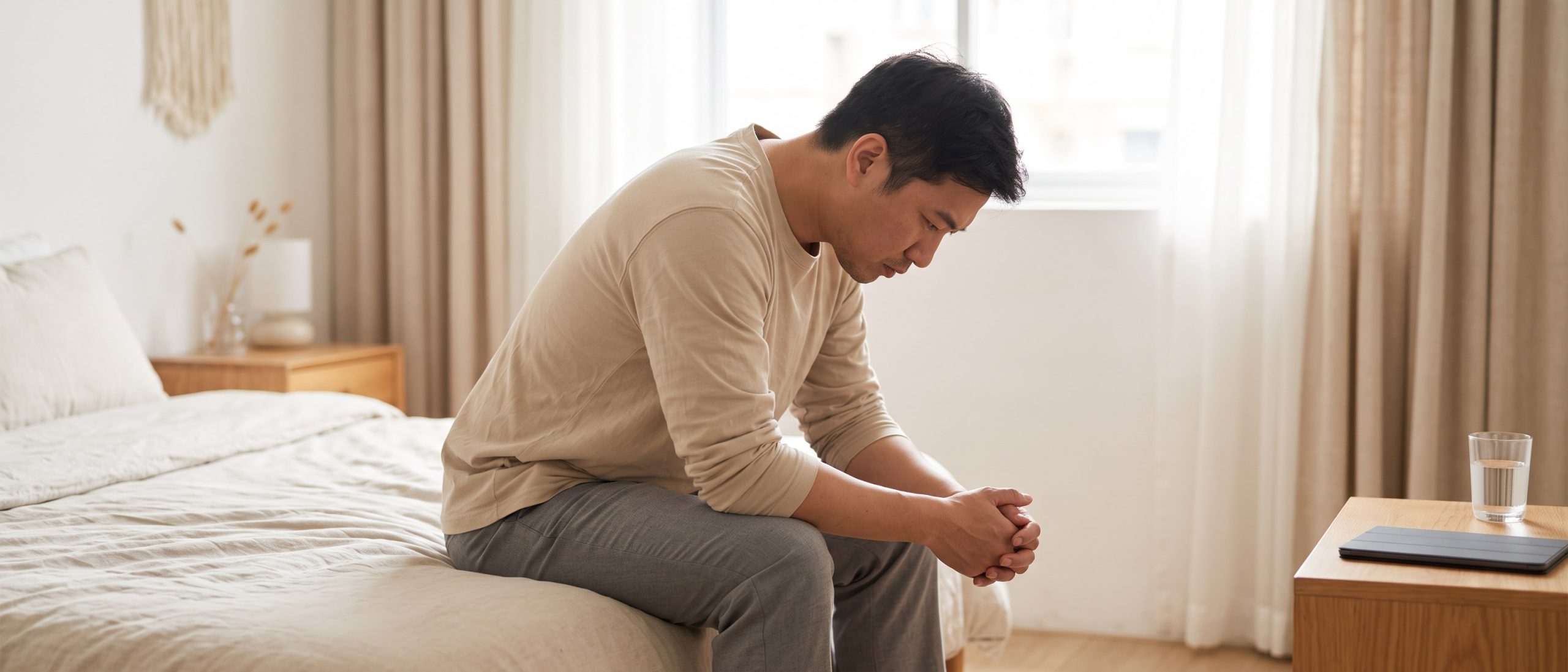 高壓焦慮與慢性疲勞會阻礙大腦勃起機制啟動，導致青壯年男性在房事中途疲軟，伴侶關係亮起紅燈，這並非單純的老化或腎虧。