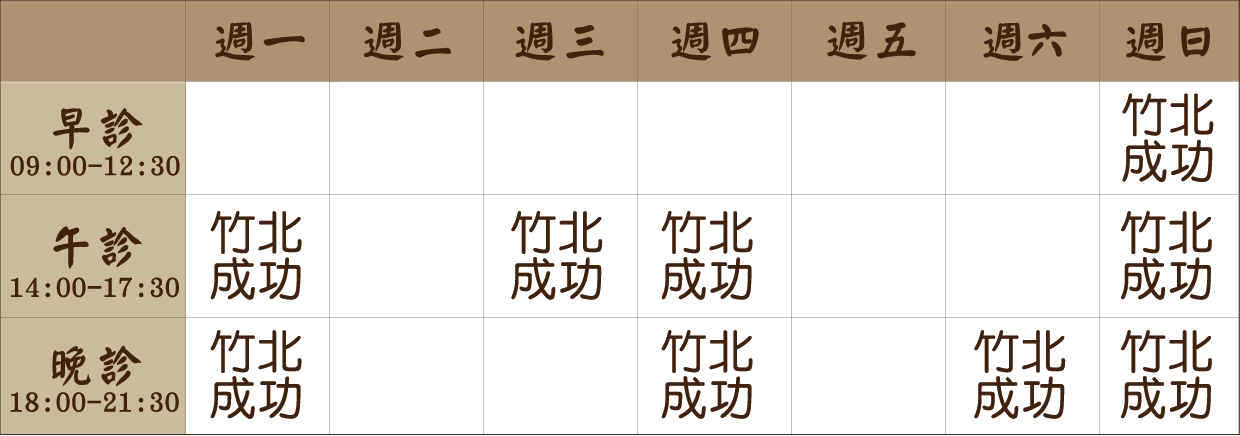 黃威倫 醫師｜竹北成功風澤｜風澤中醫 黃威倫醫師門診表
