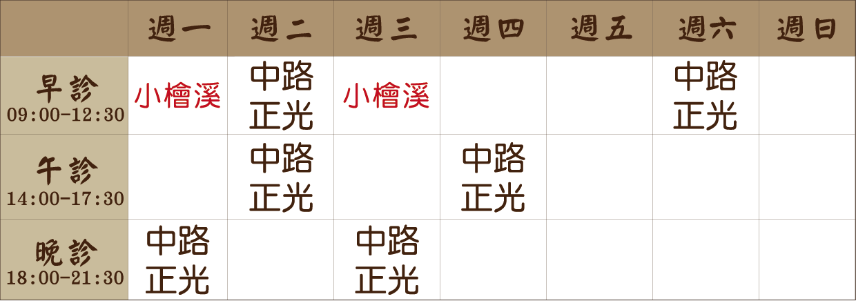劉旭晨 醫師｜小檜溪風澤｜風澤中醫 劉旭晨醫師門診表