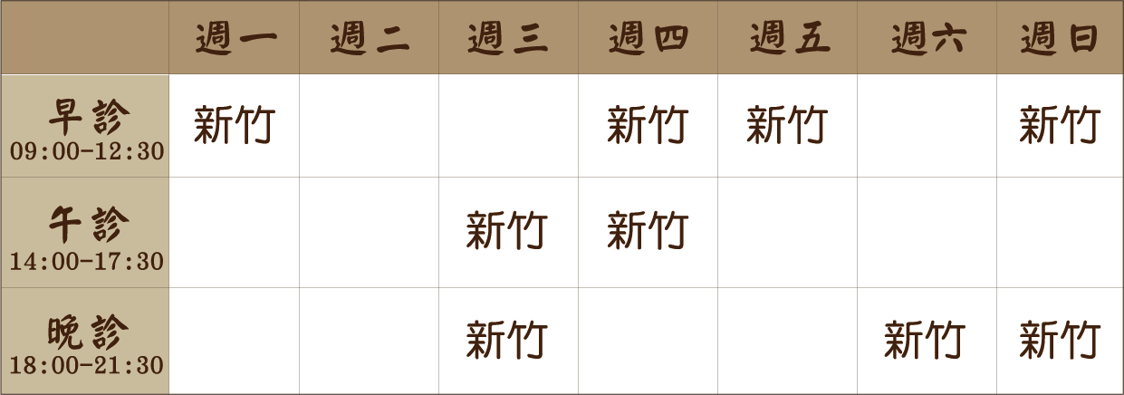 劉育婷 醫師｜新竹風澤｜風澤中醫 劉育婷醫師診表