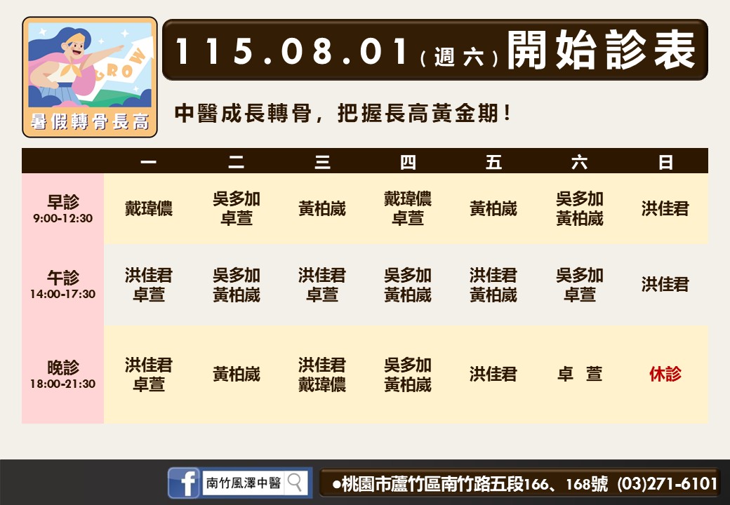 南竹風澤門診表