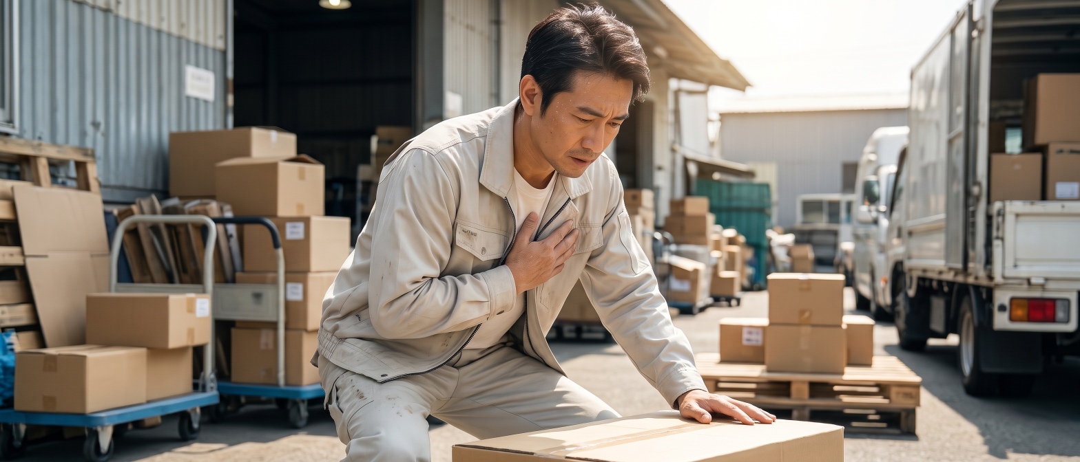長期從事勞動搬運工作與高壓環境容易造成身體緊繃，引發心跳突然加快、心臟不規則跳動等心悸不適症狀。