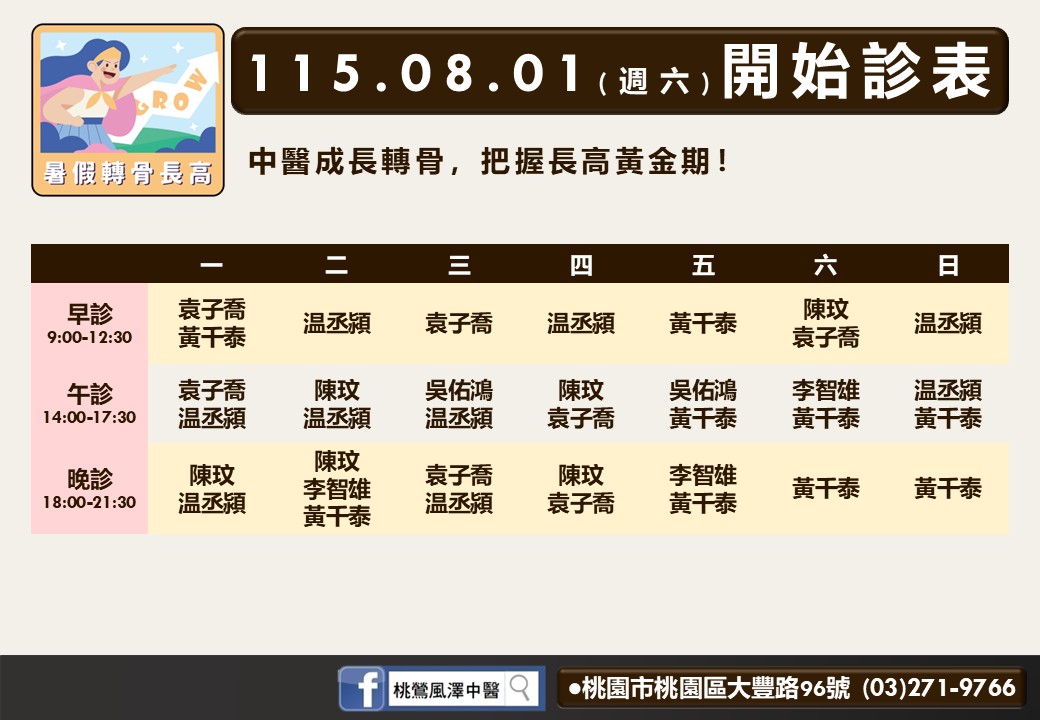桃鶯風澤門診表