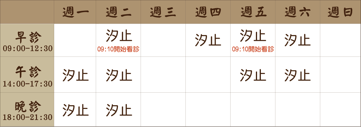 王鵬鈞 醫師｜汐止風澤｜風澤中醫 王鵬鈞醫師門診表