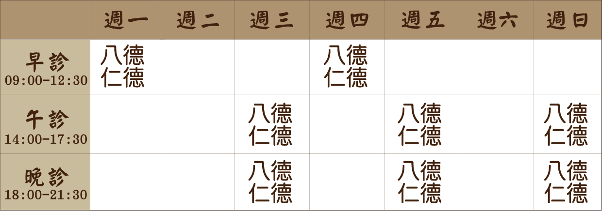 吳柏翰 醫師｜八德仁德風澤｜風澤中醫 吳柏翰醫師門診表