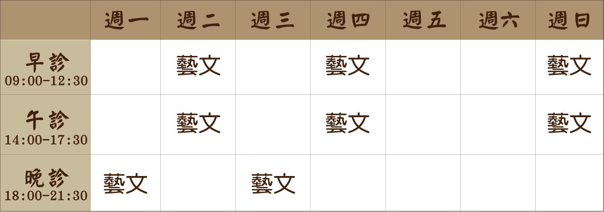 張育瑋 醫師｜藝文風澤｜風澤中醫 張育瑋醫師門診表