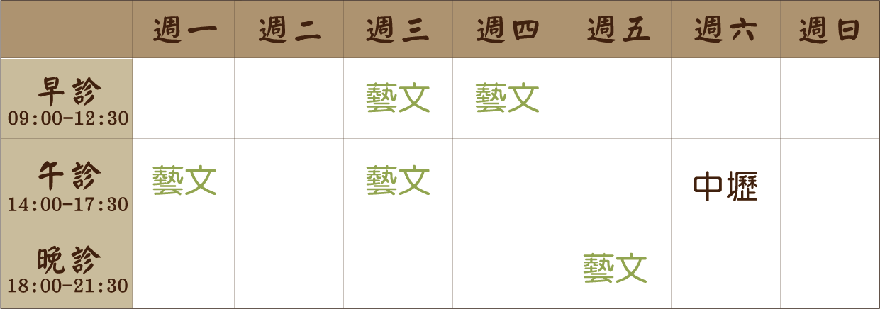 鄭喬之 醫師｜中壢風澤｜風澤中醫 鄭喬之醫師門診表